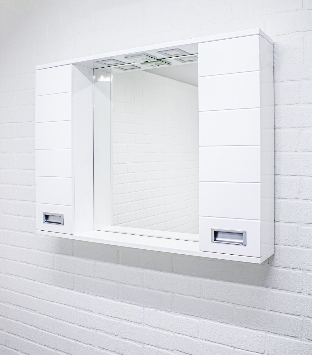 Шкаф зеркальный навесной KABINKA.KZ Cube 90, 90.4x14.8x68.8 см, белый