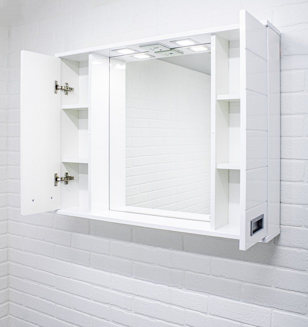 Шкаф зеркальный навесной KABINKA.KZ Cube 90, 90.4x14.8x68.8 см, белый