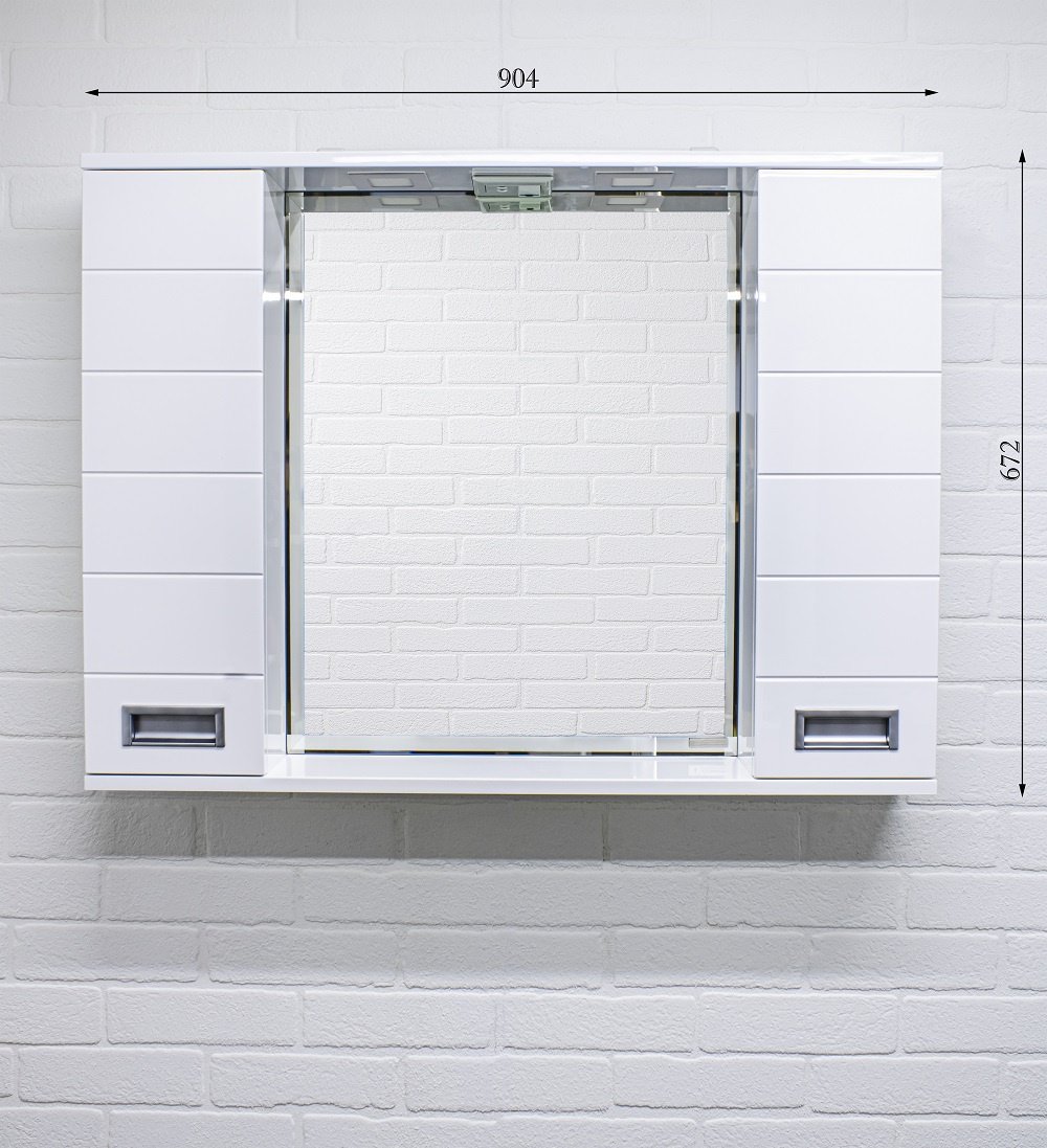 Шкаф зеркальный навесной KABINKA.KZ Cube 90, 90.4x14.8x68.8 см, белый купить,NaN