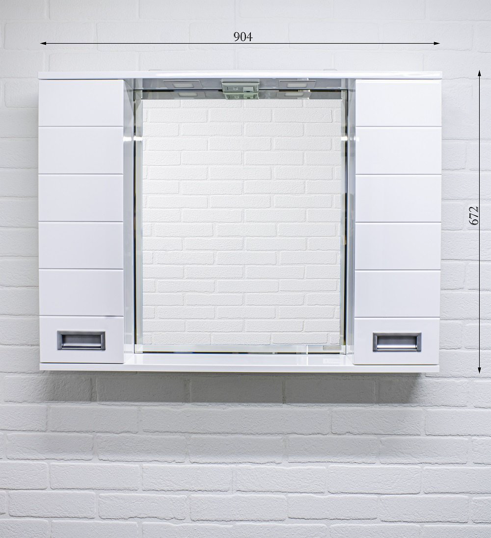 Шкаф зеркальный навесной KABINKA.KZ Cube 90, 90.4x14.8x68.8 см, белый купить,NaN