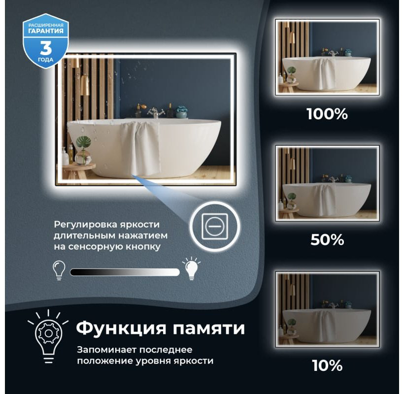 Зеркало настенное 80x80 см купить,239100