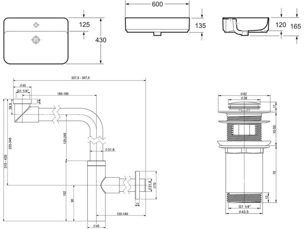 Раковина Lavinia Boho Bathroom Sink 21520373 врезная прямоугольная 43, фарфор купить,NaN