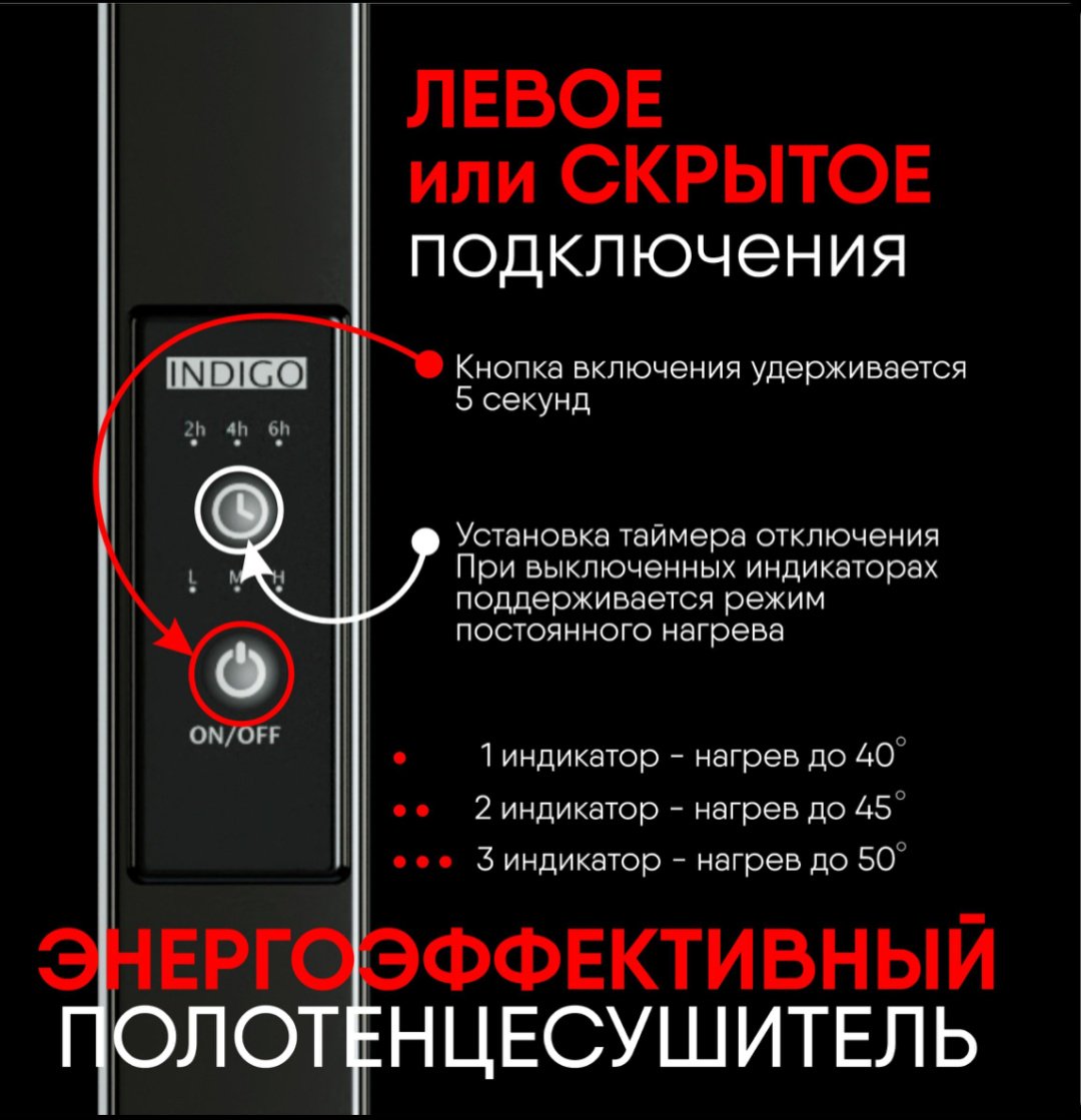 Полотенцесушитель Indigo электрический Sigma 30/60, лесенка 60x30 см купить,NaN