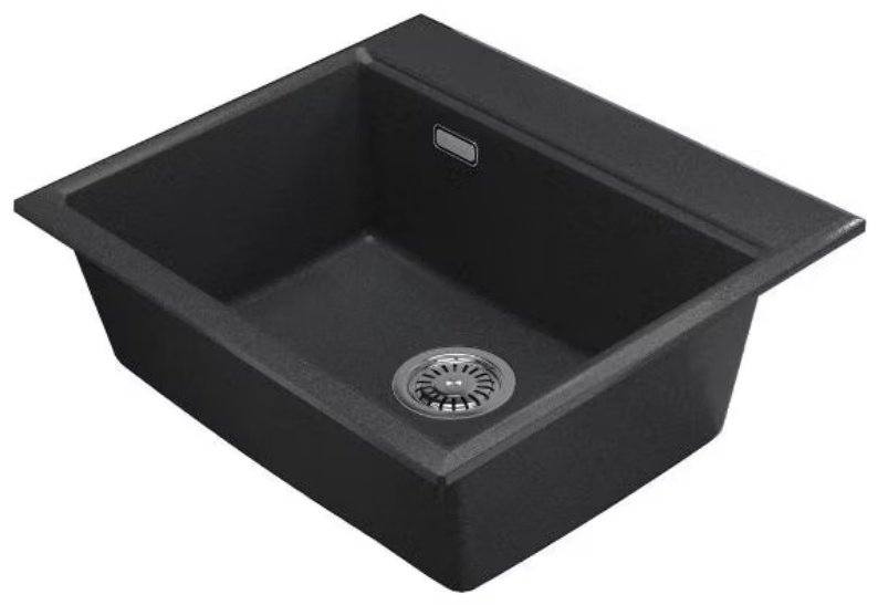 Кухонная мойка GRANULA 5805 накладная 58х50х20 см, кварцевый песок, тон черный купить,NaN