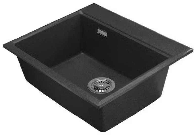Кухонная мойка GRANULA 5805 накладная 58х50х20 см, кварцевый песок, тон черный купить,NaN