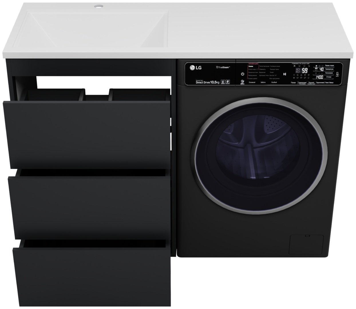 Тумба с раковиной Brevita GRAFIT, 60x86x46 см, черный