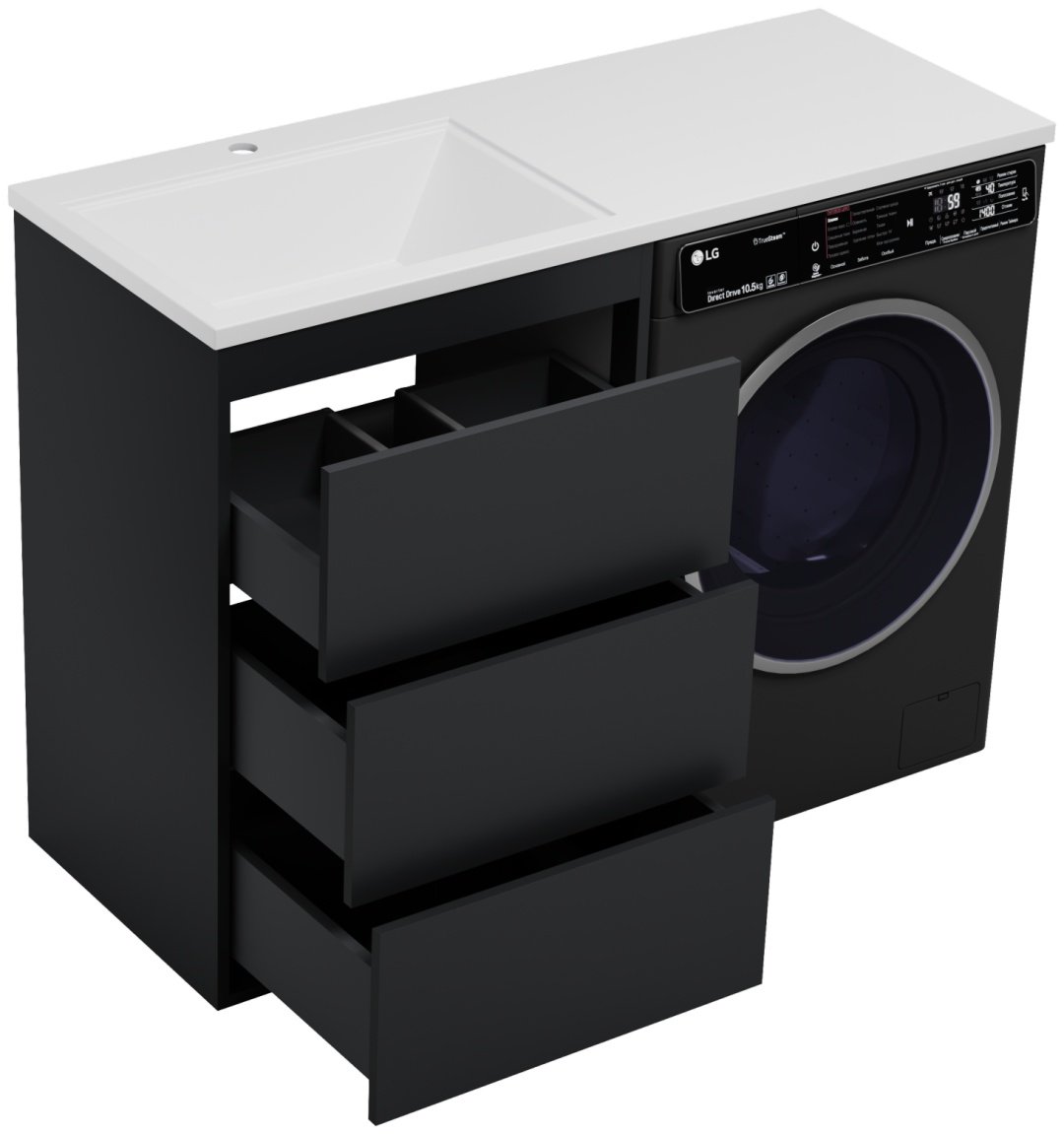 Тумба с раковиной Brevita GRAFIT, 60x86x46 см, черный