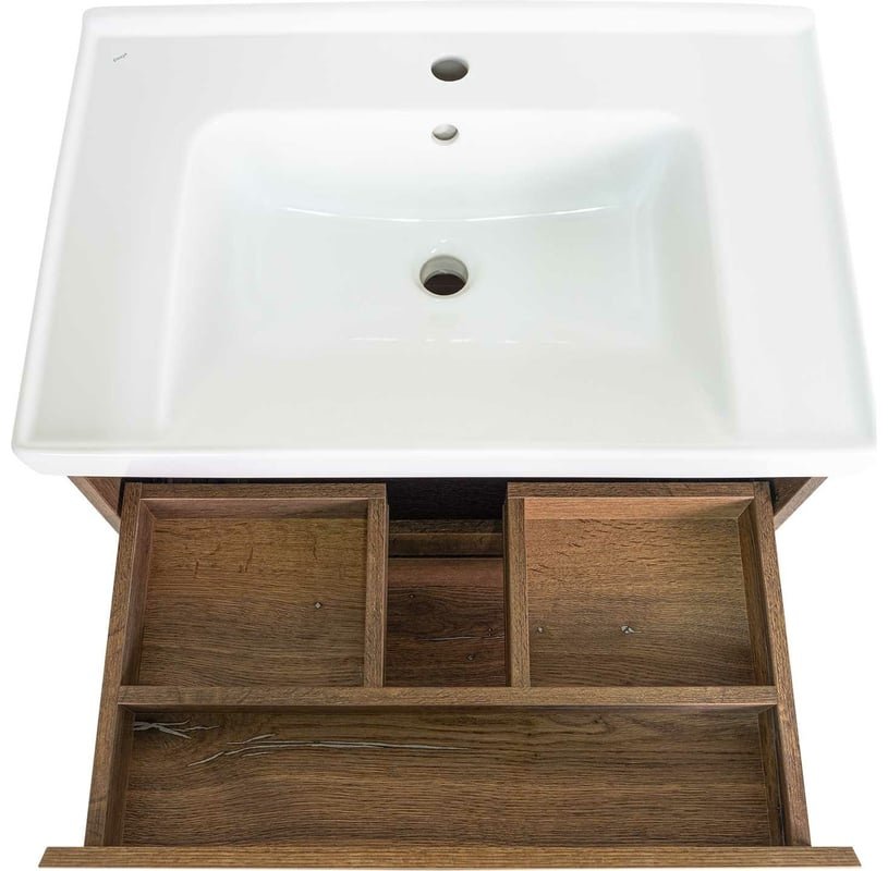 Комплект для ванной Brevita Dallas (тумба под раковину, зеркало, раковина) коричневый