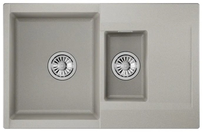 Кухонная мойка GRANULA ES-7808 врезная 78х50х20 см, кварцевый песок, тон базальт