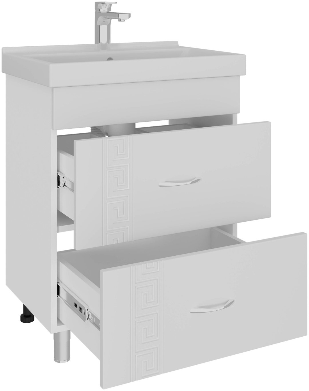 Тумба с раковиной AVK, 2 Ящика, Афина, 80x70x45 см, белый