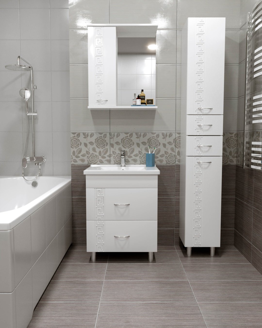 Тумба с раковиной AVK, 2 Ящика, Афина, 80x70x45 см, белый