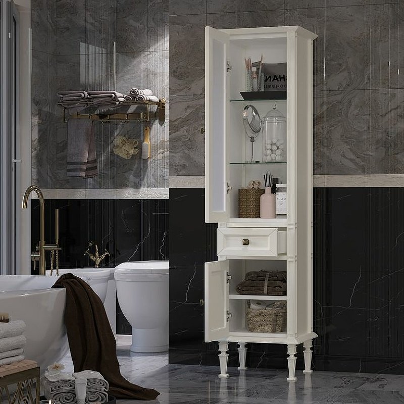 Шкаф-пенал напольный Opadiris Кантара 00-00004342, 46.1x36.4x187.5 см, белый