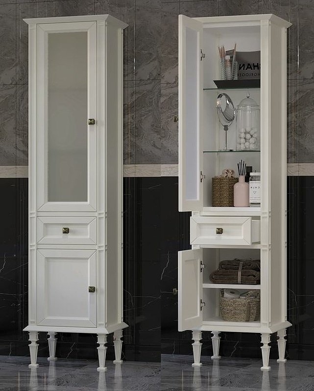 Шкаф-пенал напольный Opadiris Кантара 00-00004342, 46.1x36.4x187.5 см, белый