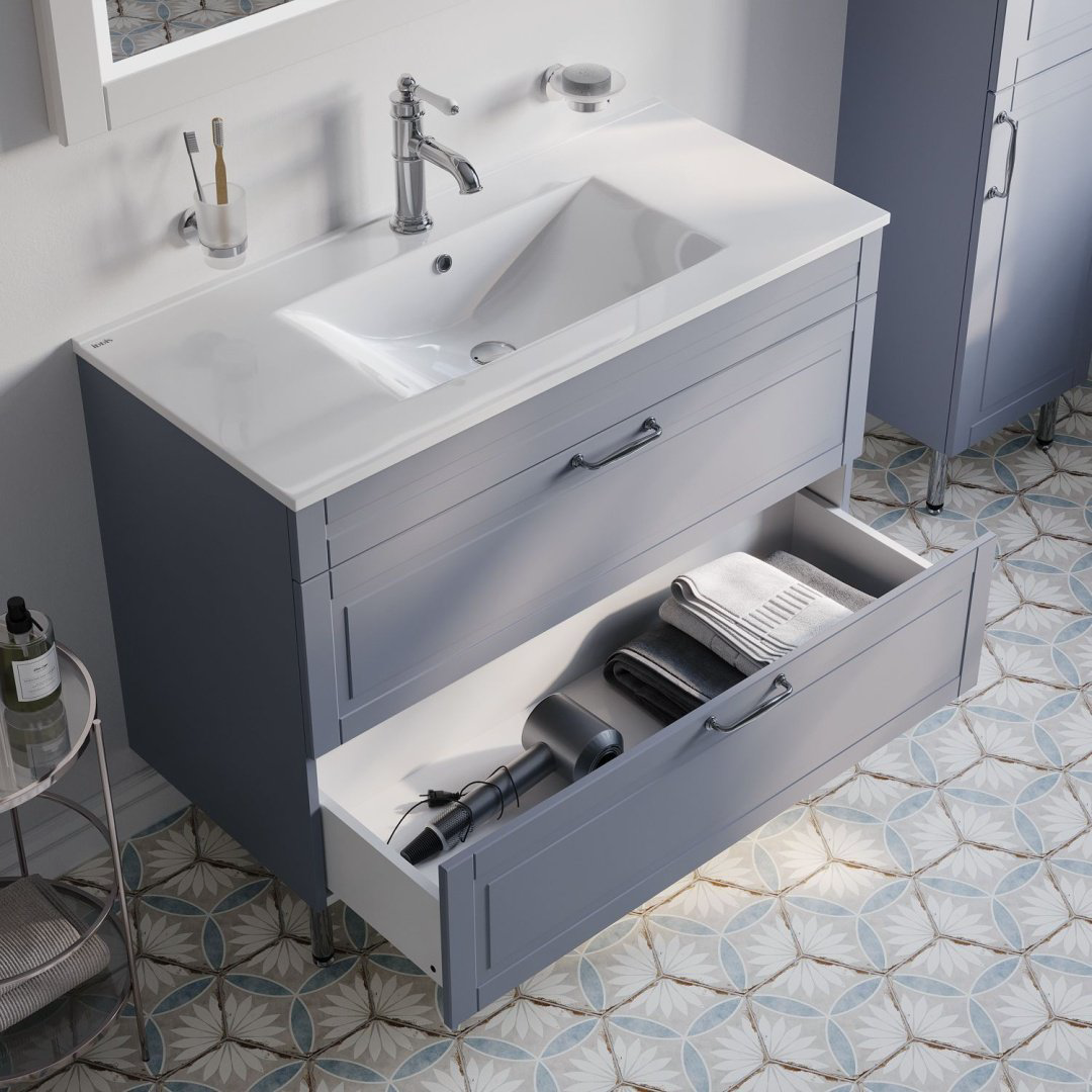 Тумба с раковиной IDDIS Oxford OXF10L1i95K 0131000i28 100x66x45.5см серый купить,NaN