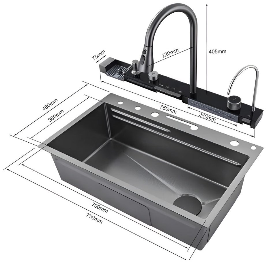 Кухонная мойка Cerruti CT10356 врезная 75х46х23 см, нержавеющая сталь, тон алюметаллик купить,NaN