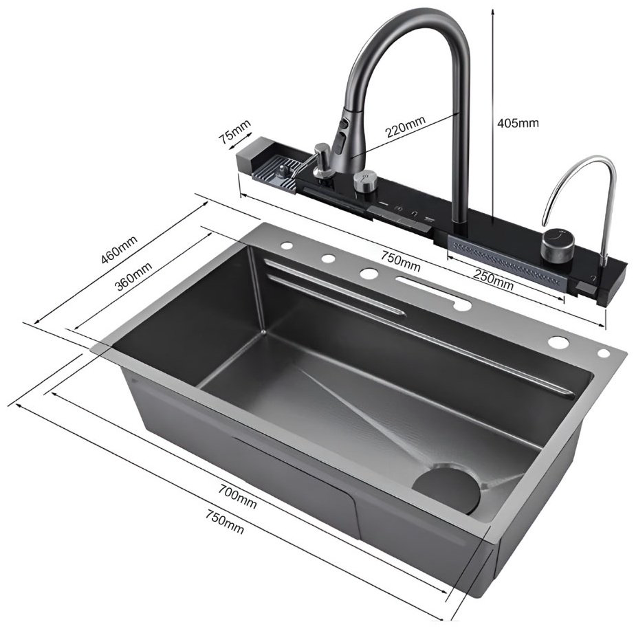 Кухонная мойка Cerruti CT10356 врезная 75х46х23 см, нержавеющая сталь, тон алюметаллик купить,NaN