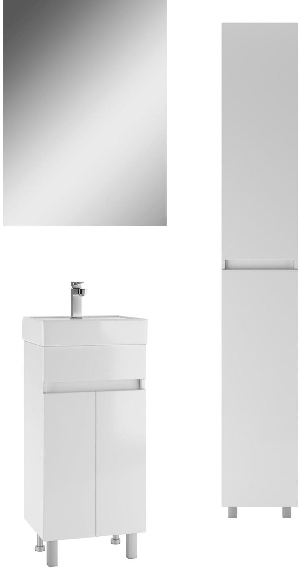 Комплект для ванной KABINKA.KZ Адай (шкаф, шкаф-пенал, тумба под раковину, раковина) белый