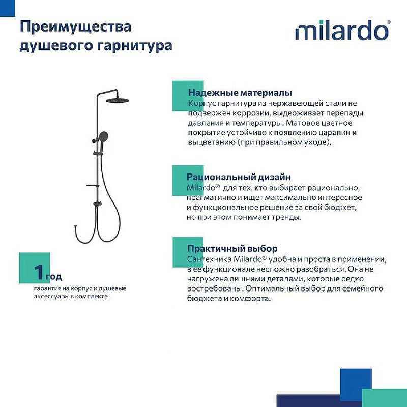 Milardo душевой набор (гарнитур) ILSBL3FM76 купить,NaN