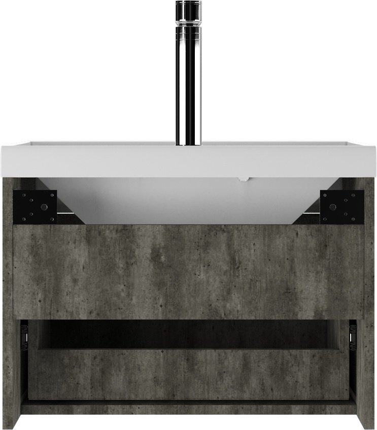 Тумба с раковиной Домино &#34;Bazis 60&#34; Ева с одним ящиком В1 Бетон Айсберг, 59x40x44.5 см, белый, серый