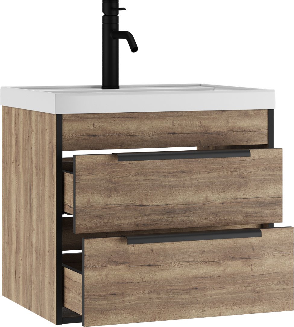 Тумба с раковиной KABINKA.KZ Bazis 60 Alfa , 59x50.9x44.5 см, коричневый, черный