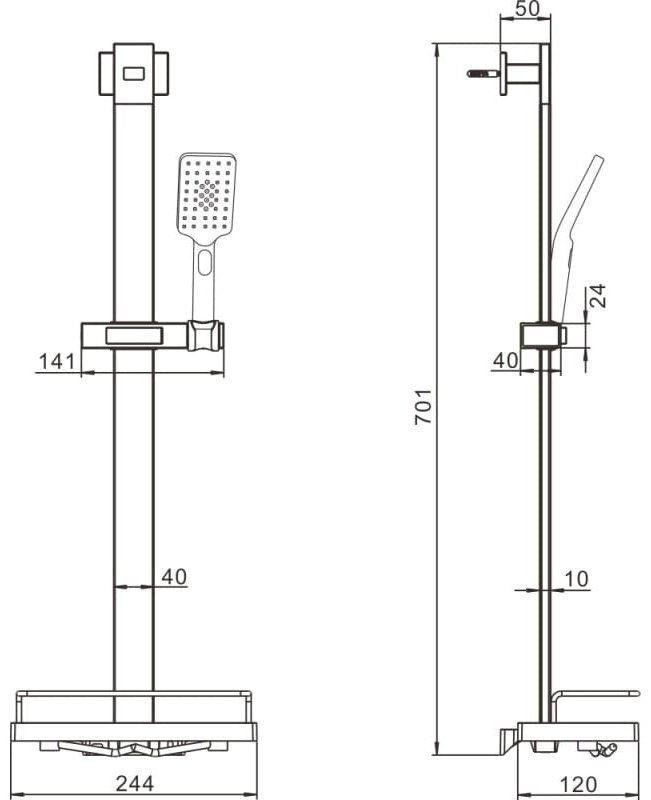 Rose штанга для душа 700х50 мм R159, металл, пластик купить,NaN