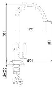 Смеситель с гибким изливом Frap F40994-6, нержавеющая сталь, цвет черный купить,NaN