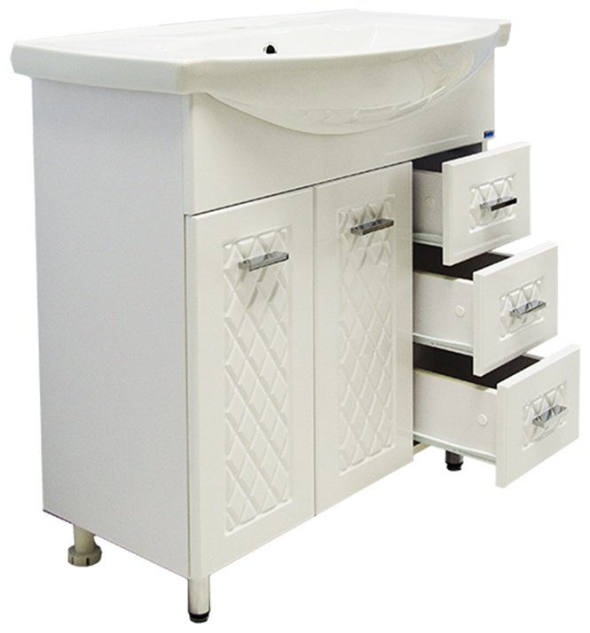 Комплект для ванной KABINKA.KZ Максима (шкаф, шкаф-пенал, тумба под раковину, раковина) белый