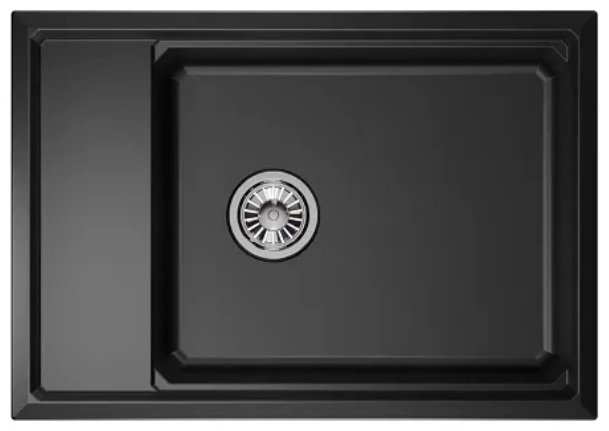 Кухонная мойка GRANULA KS-7305 врезная 73х51х25 см, кварцевый песок, тон шварц