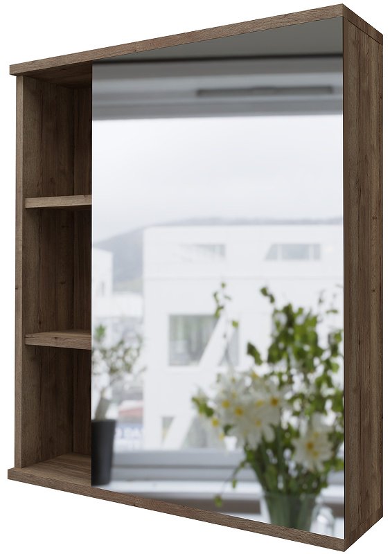 Комплект для ванной Grossman ФОРТА (шкаф-пенал, тумба под раковину, зеркало, раковина) темно-коричневый