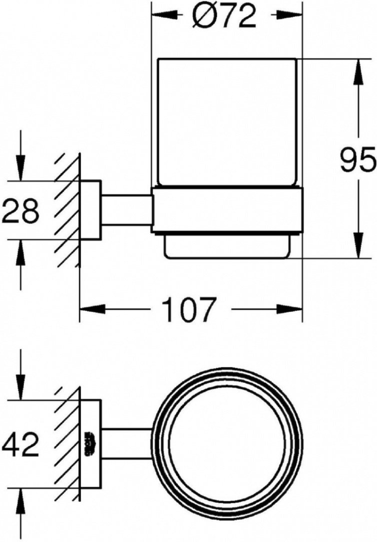 Grohe стакан Essentials Cube 40755001 1 шт, металл, стекло купить,42542