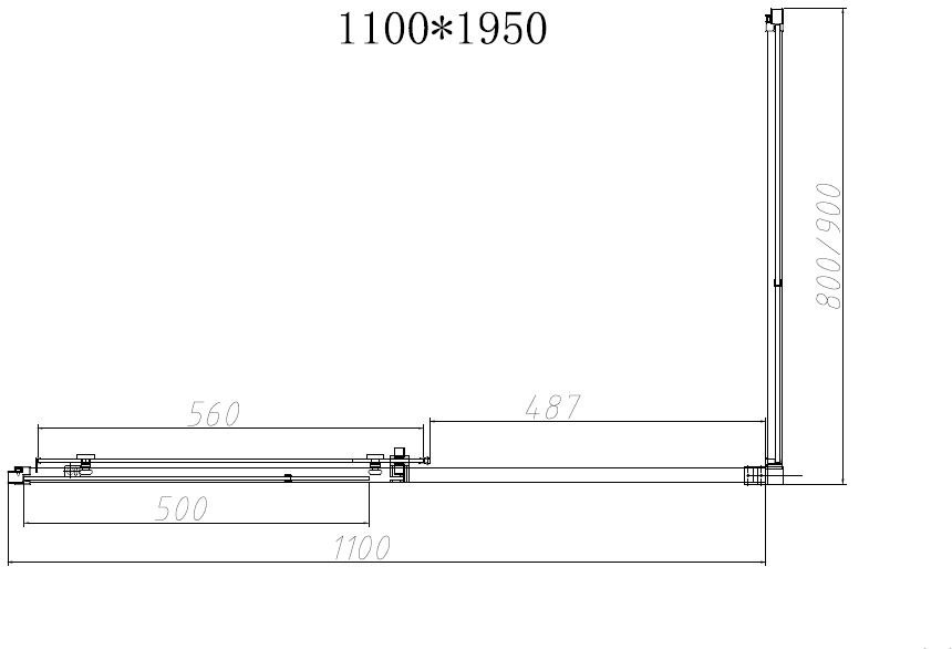 Душевое ограждение KABINKA.KZ двухстенное VSR-4SN9011CGB, 1100х1950 мм