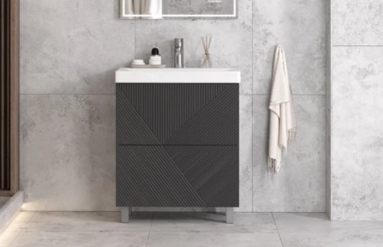 Тумба с раковиной Kabinka.kz Edge K0000232141 70x85x39.5см графит купить,NaN