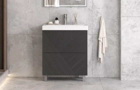 Тумба с раковиной Kabinka.kz Edge K0000232141 70x85x39.5см графит купить,NaN