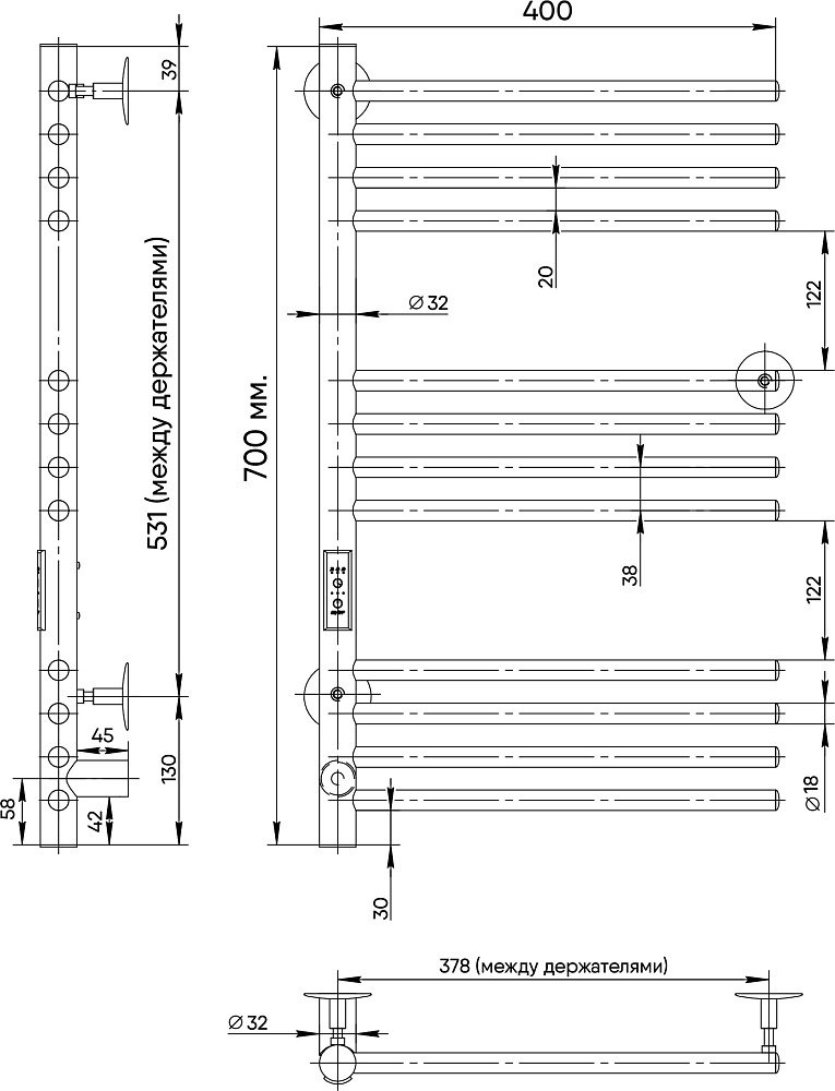 Полотенцесушитель Indigo электрический LFME70-40L, лесенка 40x70 см купить,NaN