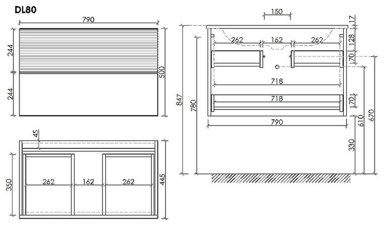 Тумба под раковину KABINKA.KZ DL80W 79x50x44.5см купить,553900