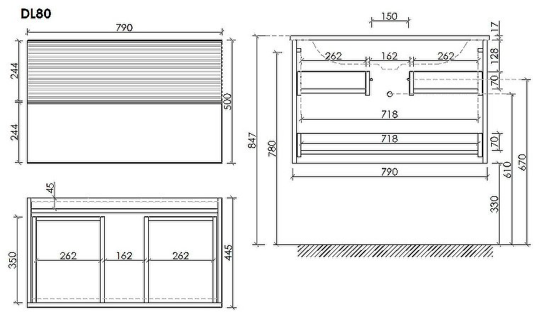 Тумба под раковину KABINKA.KZ DL80W 79x50x44.5см купить,553900