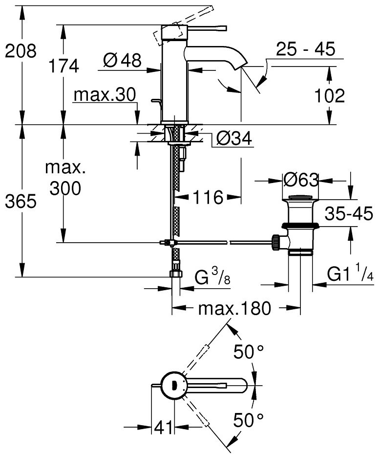 Смеситель для раковины (умывальника) Grohe 24171GN1, однозахватный купить,NaN