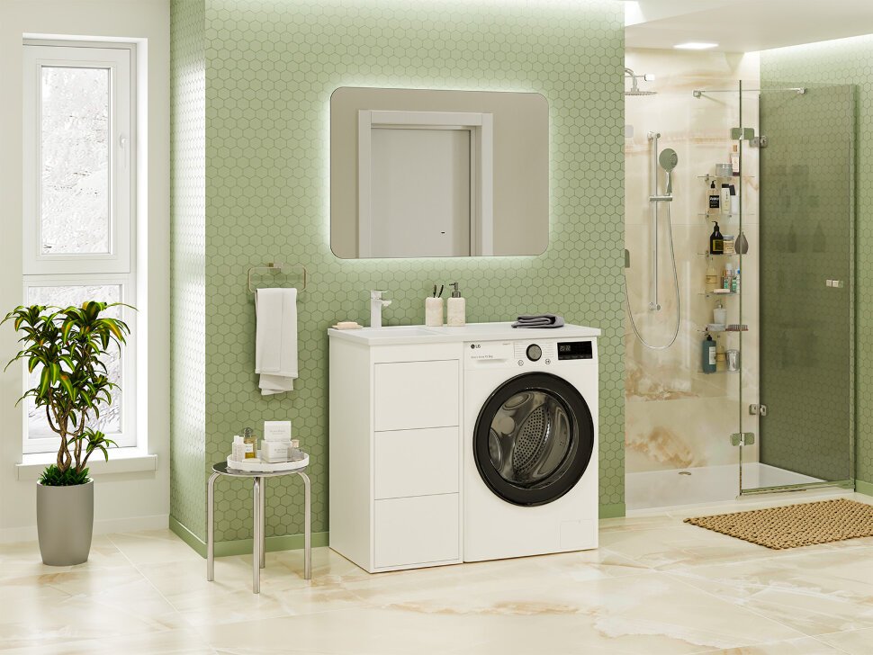 Тумба с раковиной Brevita Grafit, 38.5x85.7x46 см, белый