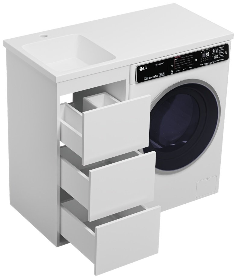 Тумба с раковиной Brevita Grafit, 38.5x85.7x46 см, белый