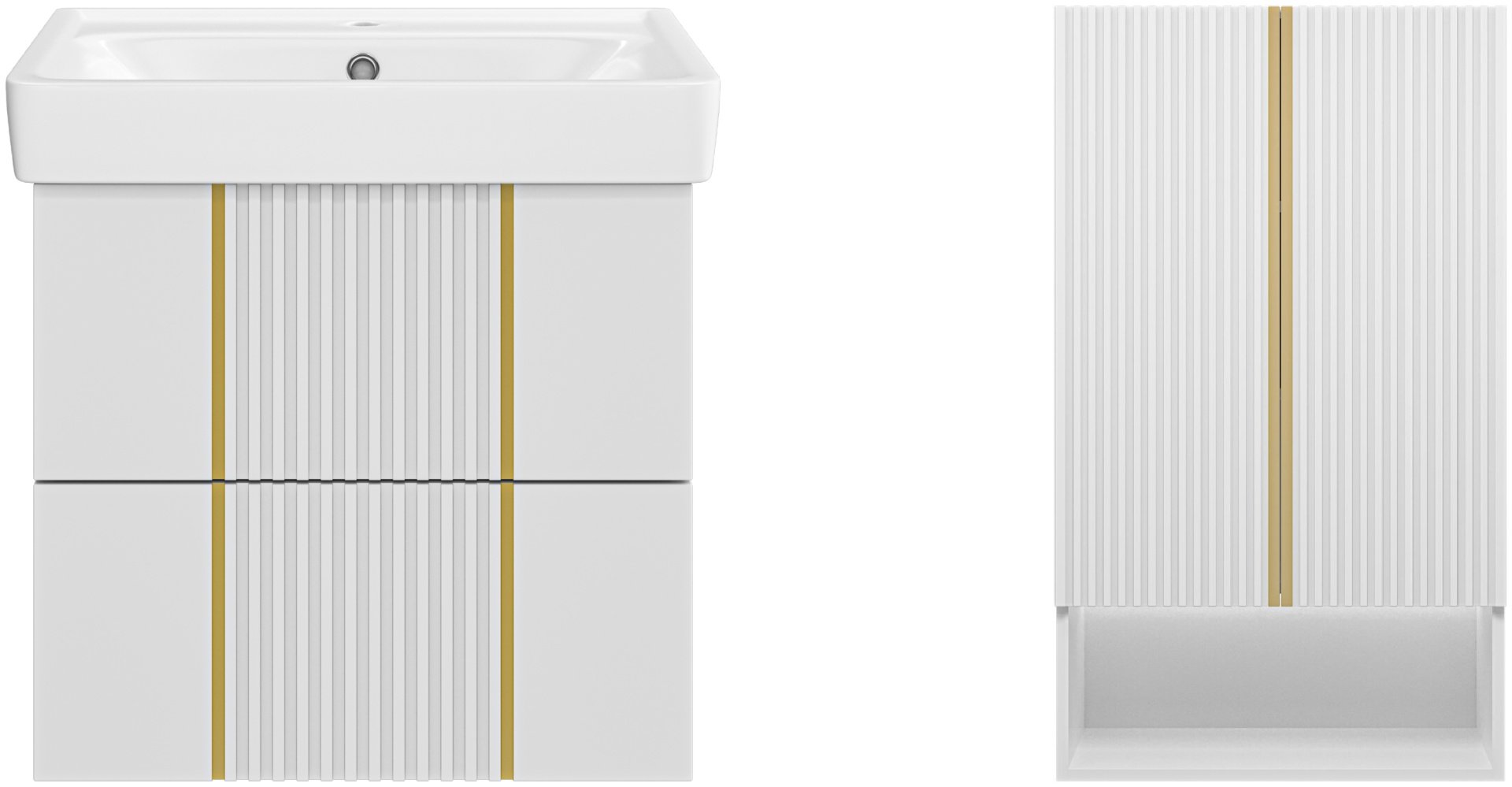 Комплект для ванной Brevita VEGA (шкаф, тумба под раковину, раковина) белый