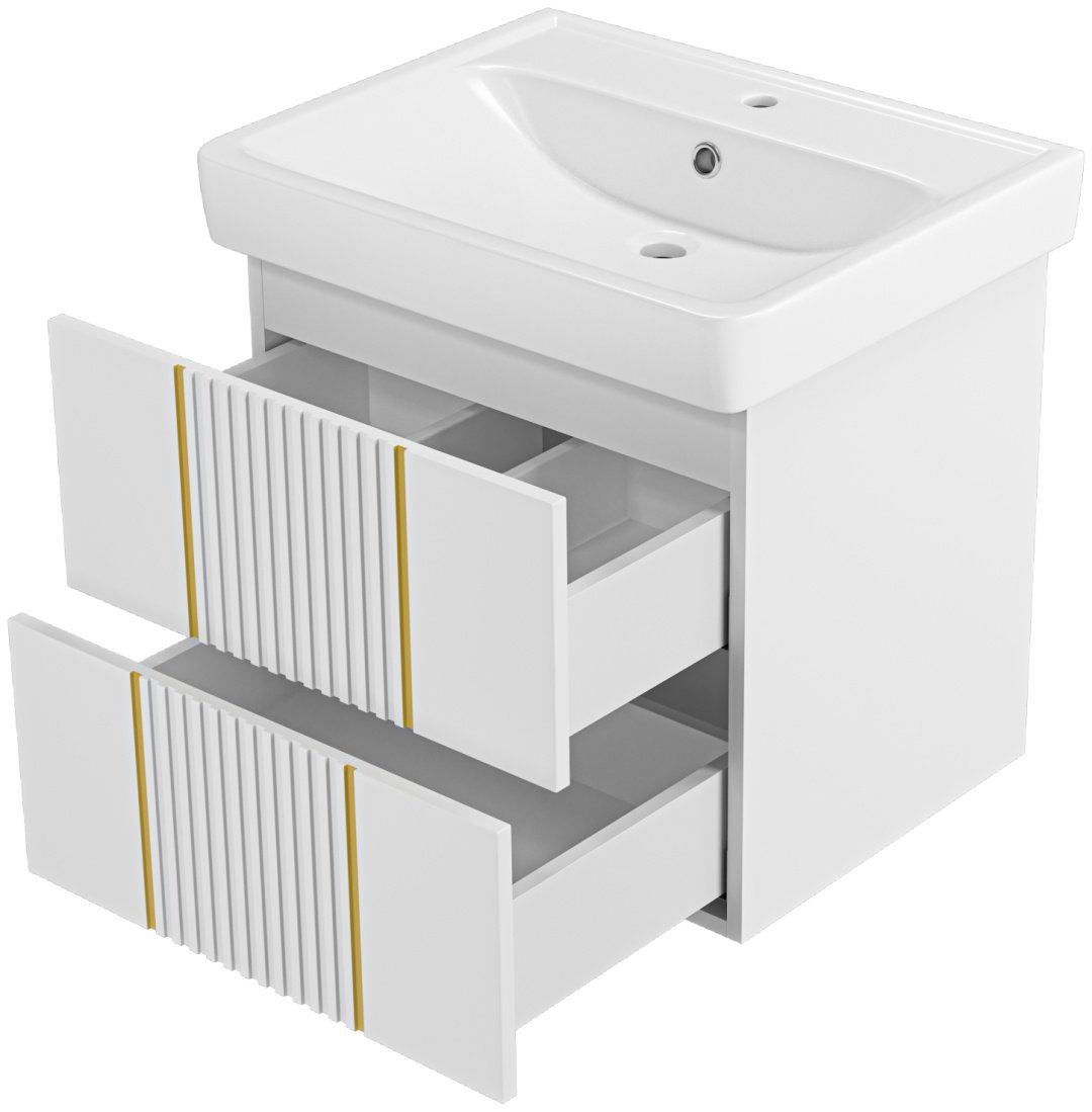Комплект для ванной Brevita VEGA (шкаф, тумба под раковину, раковина) белый
