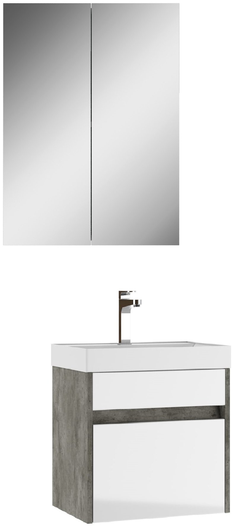 Комплект для ванной KABINKA.KZ Байтерек (шкаф, тумба под раковину, раковина) белый, серый