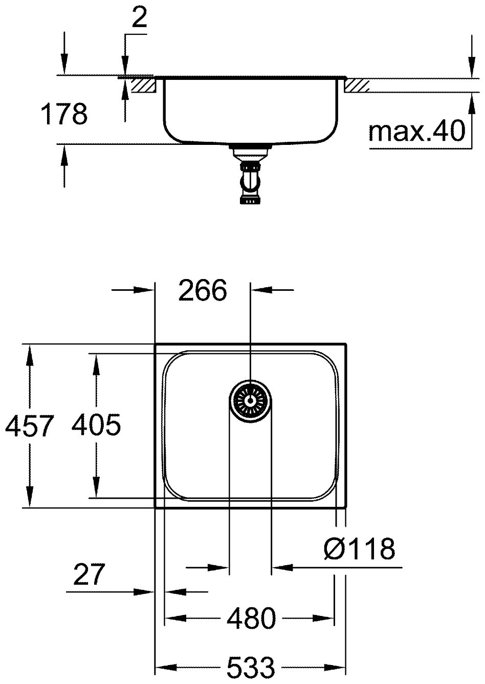 Кухонная мойка Grohe 31719SD0 врезная 53.3х45.7х17.8 см, нержавеющая сталь, тон алюминиум купить,NaN