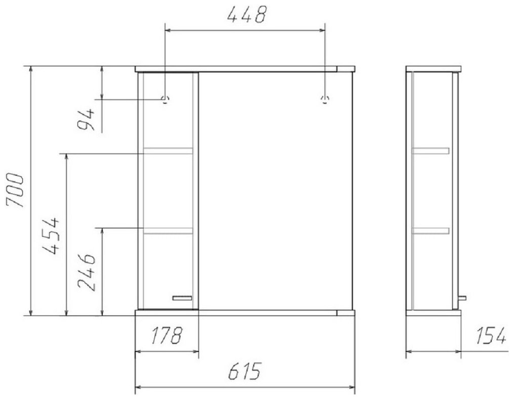 Шкаф зеркальный навесной KABINKA.KZ DA1127HZR, 61.5x15.4x70 см, зеленый