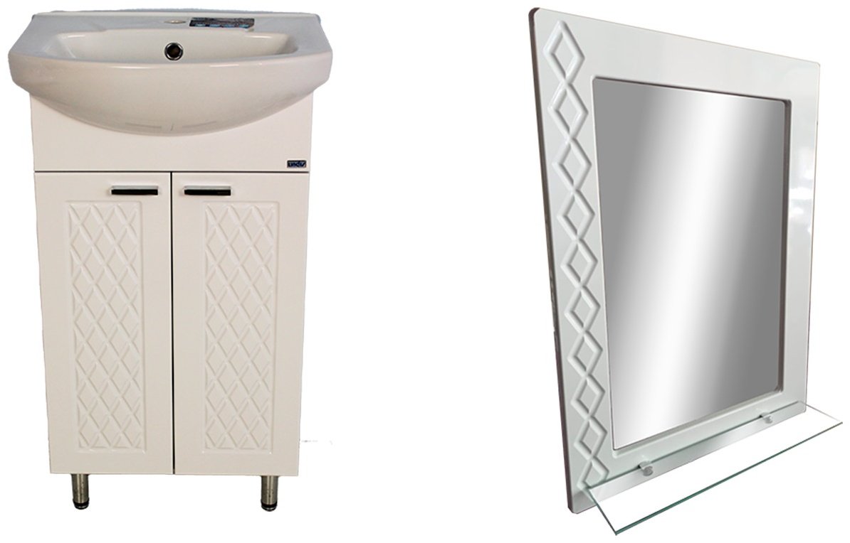 Комплект для ванной KABINKA.KZ Максима (тумба под раковину, зеркало, раковина) белый