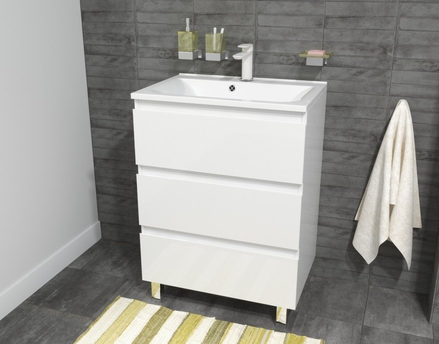 Тумба с раковиной KABINKA.KZ Bali New, 74.8x86x44.6 см, белый