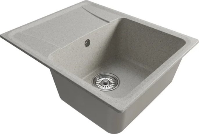 Кухонная мойка Mixline ML-GM-26 врезная 47х58х19 см, искусственный мрамор, тон серый