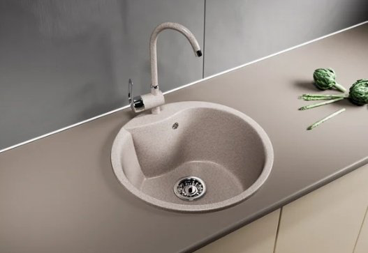 Кухонная мойка Mixline ML-GM-12 врезная 48х48х21 см, искусственный мрамор, тон песочный купить,NaN