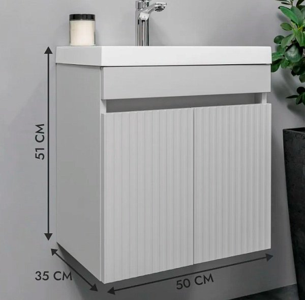 Тумба с раковиной KABINKA.KZ Жемчуг 50 , 50x51x35 см, серый