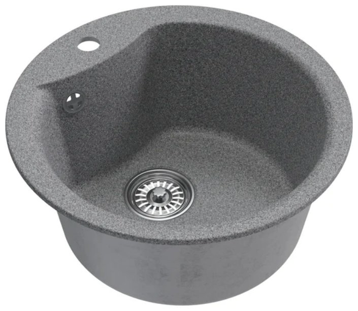 Кухонная мойка Mixline ML-GM-12 врезная 48х48х21 см, искусственный мрамор, тон темно-серый купить,NaN